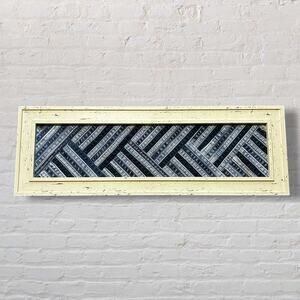 Handmade Denim Art Blue Jean Fabric Art Country Farmhouse Aesthetic 22.5x7.5 in